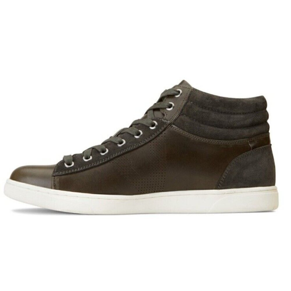 Vionic High Top Supportive Malcom Sneaker Mens 8 Greige Green Leather New - Picture 2 of 5